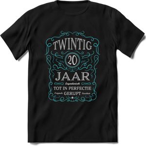 20 Jaar Legendarisch Gerijpt T-Shirt | Lichtblauw - Grijs | Grappig Verjaardag en Feest Cadeau Shirt | Dames - Heren - Unisex | Tshirt Kleding Kado | - Zwart - M