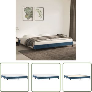 The Living Store Bedframe zonder matras 200x200 cm fluweel donkerblauw - Slaapkamerinrichting - Tweepersoonsbed - Velvet Bed Frame - Donkere Kleuren Meubilair - Luxe Bed