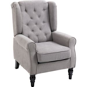 HOMCOM Enkele fauteuil met tufting relaxfauteuil enkele stoel houten poten polyester 2 kleuren 833-695