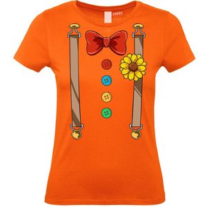 Dames T-shirt Bretels Kostuum | Carnaval | Carnavalskleding Dames Heren | Oranje | maat XXL