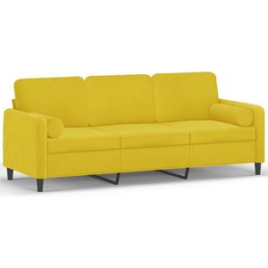 vidaXL - Driezitsbank - met - sierkussens - 180 - cm - fluweel - geel
