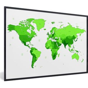 Fotolijst incl. Poster - Wereldkaart - Trendy - Groen - 30x20 cm - Posterlijst
