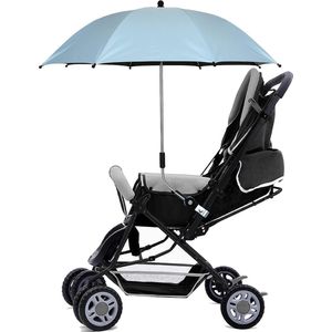 Kinderwagen parasol met verstelbare klem, buggy paraplu met clip op bevestigingsapparaat UPF 50+, voor kinderwagens (blauw)