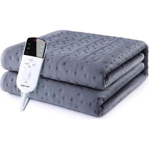 Elektrische elektrische deken, 160 x 130 cm, behaaglijk flanel, warmtedeken met elektronische temperatuurregeling, elektrische deken met automatische uitschakeling, 3 temperatuurniveaus en 3 timers,