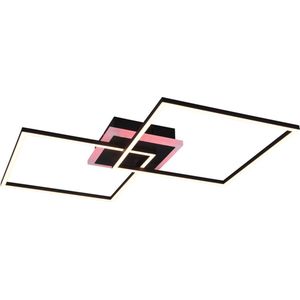 REALITY ARRIBO - Plafondlamp - Zwart mat - incl. 1x SMD 29W - Licht apart schakelbaar - Afstandsbediening - Geintegreerde dimmer - Dimbaar met schakelaar - Niet geschikt voor externe dimmer - RGBW-kleurenwisselaar - Geheugenfunctie