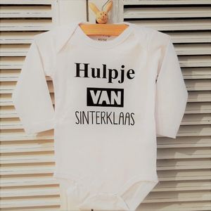 Romper Sinterklaas - Wit | Zwart - Maat 74/80 Baby Tekst kleding babypakje cadeau kraamcadeau geboorte zwangerschap aankondiging