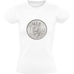 Zilveren Gulden Dames T-shirt | geld | munt | Nederland | zilver | muntgeld