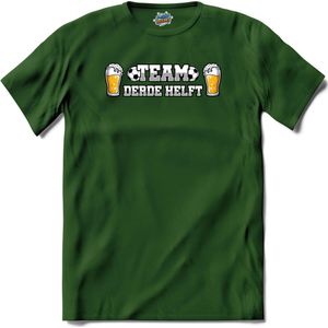 Team derde helft- Oranje elftal WK / EK voetbal kampioenschap - bier feest kleding - grappige zinnen, spreuken en teksten - T-Shirt - Heren - Bottle Groen - Maat XXL