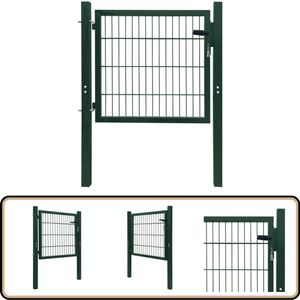 vidaXL Poort Dubbelstaafmat Groen - 106x130 cm Dubbele Poort - Tuingrens - Toegangspoort - Metalen Poort - Groene Poort