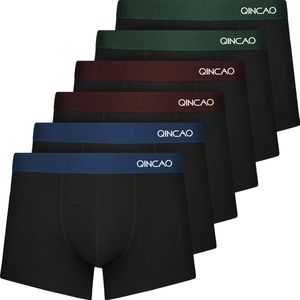 Qincao Zwarte Boxershorts Heren - Black Mix - Maat XL - Multipack (6) - Premium Heren Ondergoed