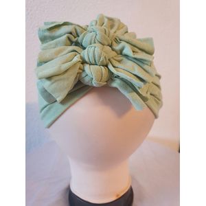 Babygifts4you tulband Baby Turban strikken geschikt voor 6 tot 18 maanden pastel groen