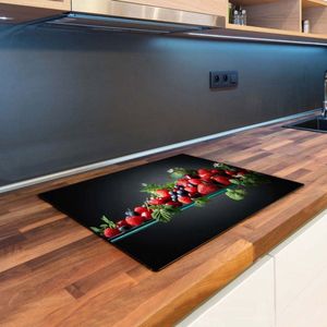 Inductiebeschermer Aardbeien | 59 x 51 cm | Keukendecoratie | Bescherm mat | Inductie afdekplaat