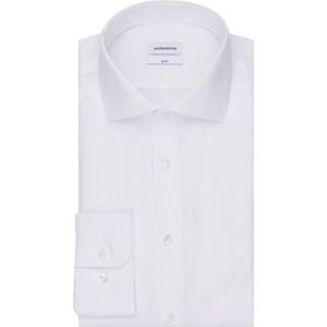 Seidensticker slim fit overhemd - wit fijn Oxford - Strijkvrij - Boordmaat: 41