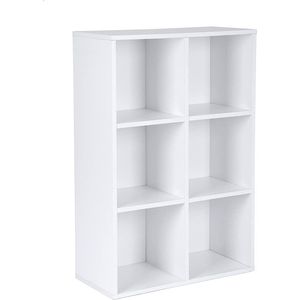 VASAGLE boekenkast met 6 vakken, houten plank, kubusplank, legplank, 65,5 x 97,5 x 30 cm, wit, LBC203D