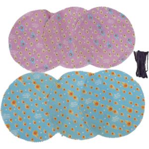 Jampotdoekjes - Set van 6 - Roze / Blauw - 18x18cm - Decoratie - Maken - Pannendoek - Onderzetter - Jampot - Bloemen
