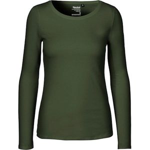 Ladies Long Sleeve T-Shirt met ronde hals Military - XXL