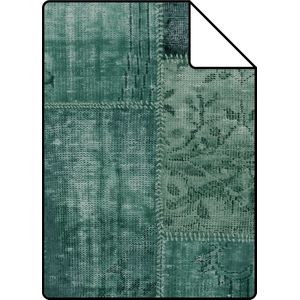 Proefstaal ESTAhome behang Marrakech kelim patchwork tapijt smaragdgroen - 148652 - 26,5 x 21 cm