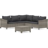 vidaXL - 6-delige - Loungeset - met - kussens - poly - rattan - grijs