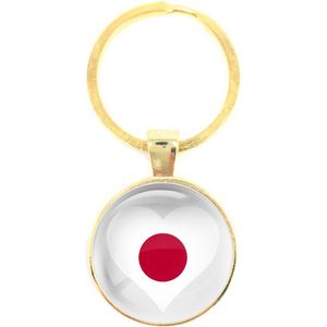 Sleutelhanger Glas - Hart Vlag Japan