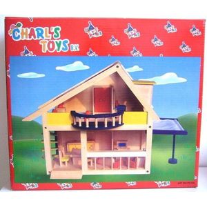 Poppenhuis met balkon en meubels, Charl's Design Toys