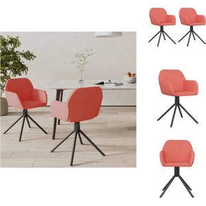 vidaXL Draaibare Eetkamerstoel - Draaibare Eetkamerstoelen - Eetkamerstoel - Keukenstoel - Eetkamerstoelen draaibaar 2 st fluweel roze