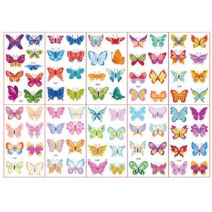 Vlinder Tattoo Stickers - 10 Vellen - Butterfly Plakplaatjes - Tijdelijke Tatoeages - Kinder Tattoos - Neptattoo - Tijdelijke Tattoo - Traktatie - Vlinders - Tattoo voor Kinderen - Plaktattoo Dieren - Meisjes Tattoo - Jongens Tattoo