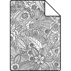 Proefstaal ESTAhome behang bloemen pentekening zwart wit - 139117 - 26,5 x 21 cm