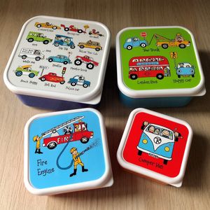 Auto's kleine snackboxjes snackdoosjes set 4 stuks - Tyrrell Katz