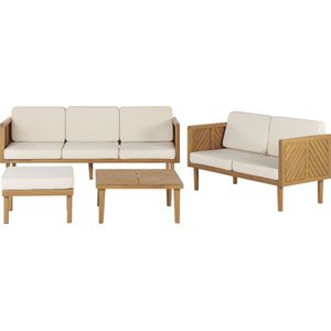 Loungeset met tafel en ottomaan 5-zitter BARATTI Acaciahout Bruin