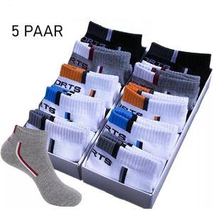 Lage sportsokken - 5 Pack - Super Ademend - Maat 40-44 - Unisex - Comfortabele enkelsokken voor man en vrouw - Sokken met Mesh