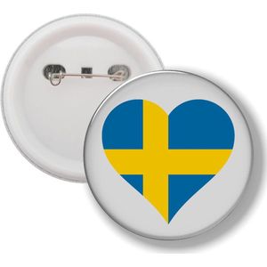 Button Met Speld - Hart Vlag Zweden