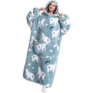 Collection Extra lange deken met capuchon voor volwassenen, oversized en draagbare fleece knuffeldeken, sweatshirt