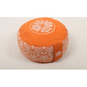 Om Namaste Design Meditatiekussen Zitkussen - Rond - Oranje met Wit