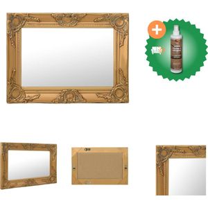 vidaXL Wandspiegel barok stijl 60x40 cm goudkleurig - Spiegel - Inclusief Houtreiniger en verfrisser