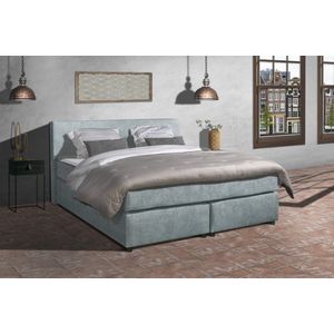 Anno 1588 - Boxspring Amsterdam - Pocketvering - IJsblauw - 200x200 cm - Inclusief Dekbed en Kussens - Kingsize Bed