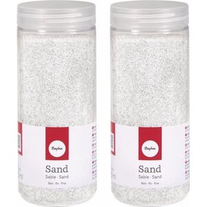 Rayher hobby Fijn decoratie zand korrels - 2x - wit - 475 ml - zandkorrels - knutselmateriaal - 0.1 tot 0.5 mm