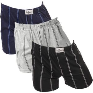 Fun2wear/Funderwear heren boxershorts wijd | MAAT XXXL | 3-pack | Streep  zwart/grijs melee/blauw