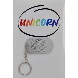 unicorn Sleutelhanger inclusief kaart - unicorn cadeau – unicorn  - Leuk kado voor je vriend om te geven - 2.9 x 5.4CM