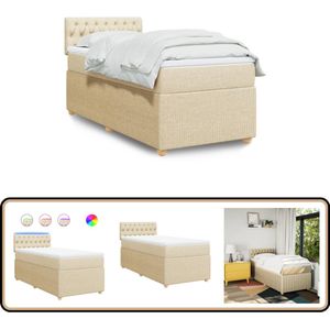 vidaXL Boxspring met matras stof crèmekleurig 90x190 cm