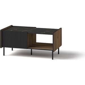 Prestigo P11 - salontafel - tafel op hoge poten - met plank - zwart - walnoot - woonkamermeubel - 98,6 x 58 cm - Maxi Maja
