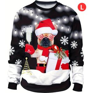 Kersttrui - Heren - Foute Kersttrui - Christmas Sweater - Kerst Sweater - Christmas Jumper - Pyjama - Pullover - Maat L - Hond