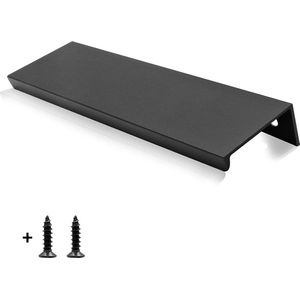 Handgreep plat zwart - 10cm - inclusief schroeven - Handgrepen Kast - Meubelhandvat - Landelijke greep - Industriële Keukengreep - Hand Grepen - Deurgreep Staal Metaal - Strak Meubelbeslag - schuifdeur - Handvat - Greep - Ladegreep