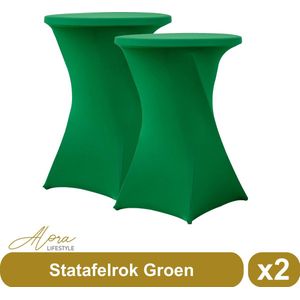 Alora Statafelrok groen 80 cm - per 2 - partytafel - Alora tafelrok voor statafel - Statafelhoes - Bruiloft - Cocktailparty - Stretch Rok - Set van 2