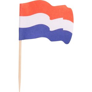 Cocktailprikker met vlaggetje Nederland wapperend - 144 st/ds.