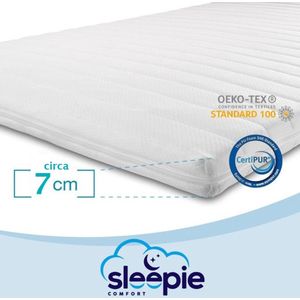 Sleepie Comfort® Topmatras - 180x220 - Topper HR Koudschuim - Medium hardheid - Hybrid - Topdekmatras - circa 7 cm - Afritsbaar Wasbaar Tijk - Orthopedisch - Anti-allergisch - Topper Hotel XL - Anti Bacterieel - CertiPUR® en Okoetex gecertificeerd