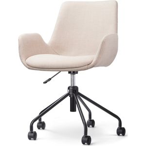 Nolon Nout-Eef Bureaustoel Beige - Stof - Verstelbaar - Wielen - Zwart Onderstel - Lage Armleuning - Modern - Design - Comfortabel