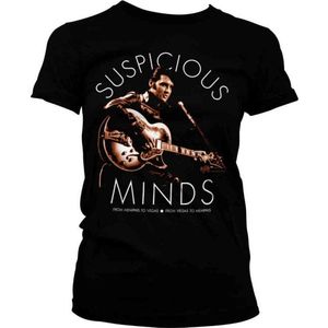 Elvis Presley Dames Tshirt -XL- Suspicious Minds Zwart