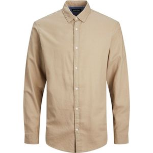 Jack & Jones - Heren Overhemden Gingham Twill Slim Shirt L/S - Beige - Maat L
