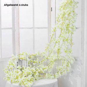Bloemenslinger Bloesem - Vanilla Wit - Kunstbloemen Slinger voor Decoratie - Bloemenslinger Fietsmand of Stuur - 180 CM - Kunst Kamer of Fiets Decoratie