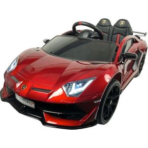 Elektrische kinderauto Lamborghini Aventador SVJ, 12 volt met echte vleugeldeuren! | Elektrische Kinderauto | auto voor kinderen Met afstandsbediening | Kinderauto voor 1 tot 5 jaar (Rood)